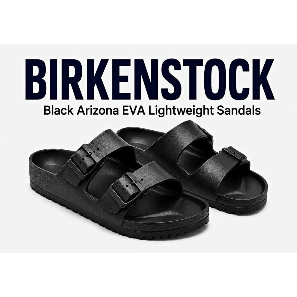 Birkenstock Arizona EVA Black Men's Slide Sandals US 12.5 Adjustable Buckle